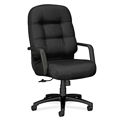 Image of HON Leather Executive Chair - Pillow-Soft Series High-Back Office Chair, Charcoal (2091SR11T)