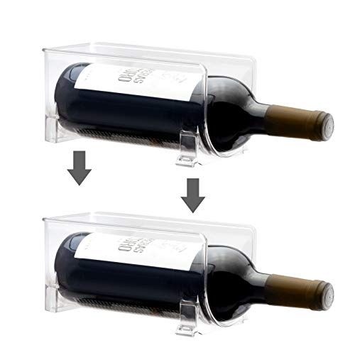 Eltow Stackable Plastic Wine Rack - Modular Wine Bottle Organizer - Wine Holder For Fridge - Storing Champagne And Water Bottles - For Bar, Countertop, Dining Room Display, Heavy Duty, Clear (3-Pack) #TOP1
