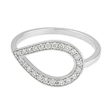 Anillo de compromiso para mujer, anillo de boda, gota de agua con diamante de oro blanco de 9 quilates, talla 63 (20,1)