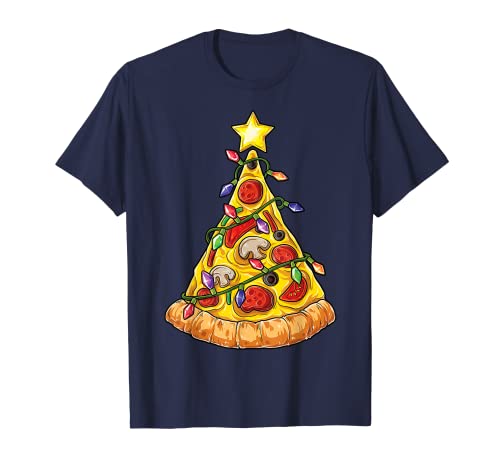 Pizza Christmas Tree Lights Xmas Men Boys Crustmas Gifts T-Shirt