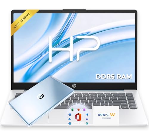Image of HP Essential Laptop Computer • AMD High Performance Processor • 128GB SSD • Windows 11 • Microsoft 365 • Thin & Portable for Work & Daily Use • 2026 Edition