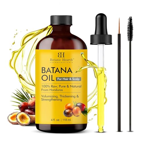 Botanic Hearth Batana Oil for Hair Growth & Hair Treatment Oils 4 Fl Oz | Dr Sebi Inspired, 100% Raw & Pure Batana Oil | Scalp & Hair Treatment for Thickness & Strength | All Hair Types