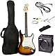 RockJam Full Size Electric Guitar Kit with 10-Watt Guitar Amp, Lessons, Strap, Gig Bag, Picks, Whammy, Lead and Spare Strings - SunBurst & Universal Portable A-frame Guitar Stand for Acoustic Guitar