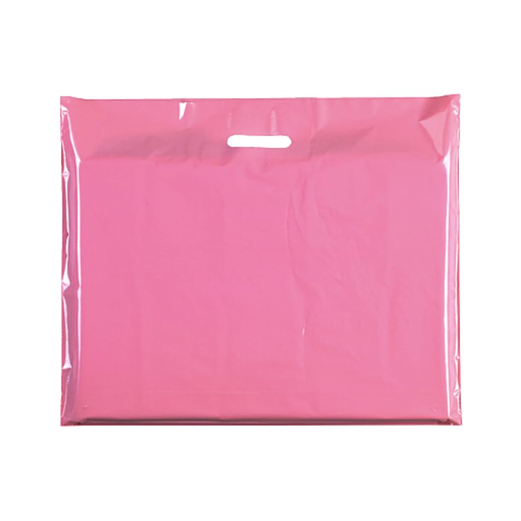 Plastic Carrier Bags with Die-Cut Handles –Reusable & Recyclable LDPE –Durable Retail Shopping Bags for Clothing, Gifts, Takeaways, and Events