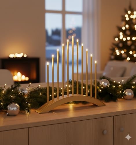 MeLiTec LED USB-C Stimmungsbogen Weihnachten, SL60, Gold, warmweiß...