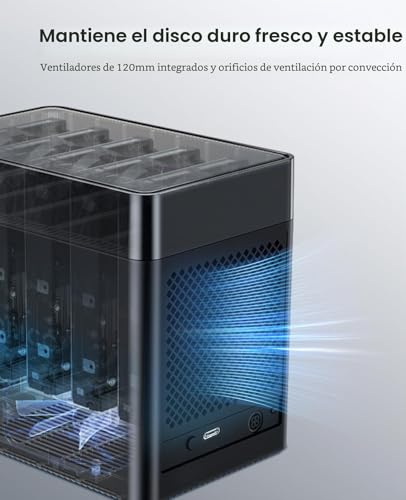 Miniatura 5 de ORICO 5 Bahias Docking Station Type C Carcasa magnética de Disco Duro de 3,5" para el Disco Duro Externo SATA SATA3.0 5x18TB con Adaptador 12V6.5A Compatible con Windows/Mac