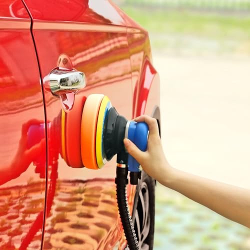 KROST Random Orbital Sander 5" & 6" Pneumatic Palm Sander,Car Polisher with Extra 5" Backing Plate, Sponge Polishing Pads, Sandpapers Low Vibration and Heavy Duty for Wood, Composites, Metal