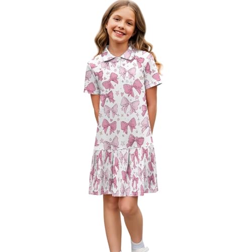 Girls Short Sleeve Tennis Dress Quick Dry Activewear Pleated Athletic Dress Golf Outfits