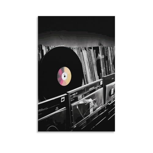 Peinture sur toile de disques vinyle pour habiller un mur vide de bureau moderne