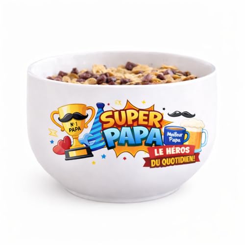 Générique Bol Cadeau Papa ou Maman – Bol Petit Déjeuner en Céramique 720 mL – Message Amusant – Idée Cadeau Fête des Mères, Fête des Pères,...