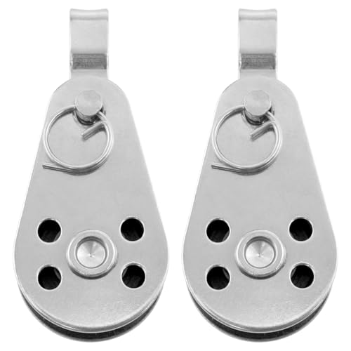 Dsjnf Marine Pulley 25mm Single Pulley Set 316 Stainless Steel Nylon Cable Tug Rope Slide Canoe Accessories 2PCS (2.32inch)