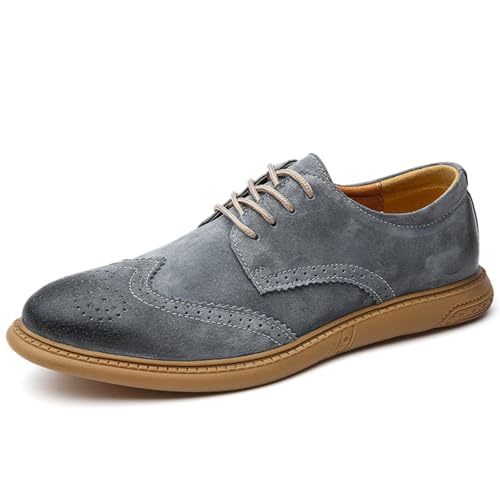 Men's Brogue - Patterned Low - Top Shoes, Round - Toe Lace - up Casual Leather Shoes with Classic Design