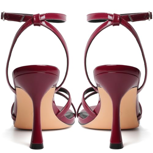 Image of Mostrin Strappy Heels for Women Ankle Strap Heels Women's Heeled Sandals for Party Prom Wedding
