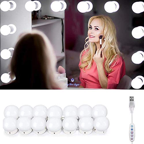Lampe de miroir LED pour miroir - 14 LED - Pour miroir - Lampe de maquillage - Lampe de miroir - Lampe de maquillage - Lumière hollywood Cover