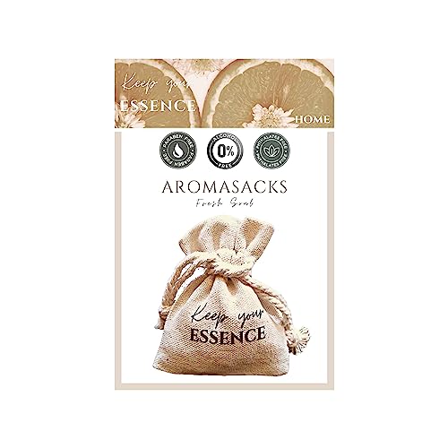 AROMASACKS Home – Ambientador Hogar para Armarios y Cajones. Aroma Frutal y Refrescante. Duración 8 semanas. Saquito de Lino con Perlas Aromáticas. Esencia Natural. 0% Alcohol. Fragancia Fresh Soul