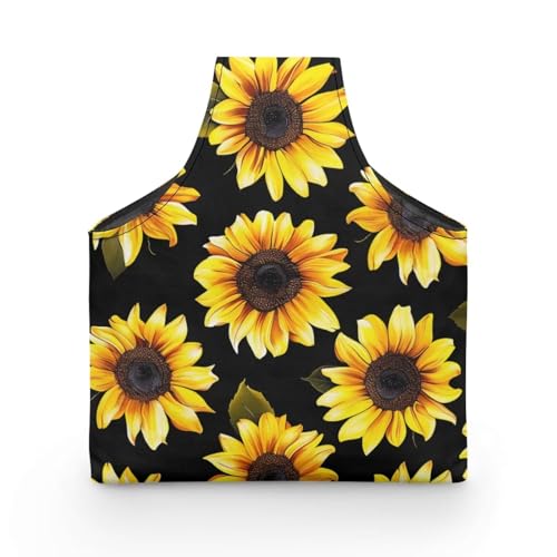 Image of KUIFORTI Sunflower Yarn Bag Holder Knitting Accessories Black Crochet Bag Organizer Tote Yarn Bags for Crocheting on The Go, Large Size