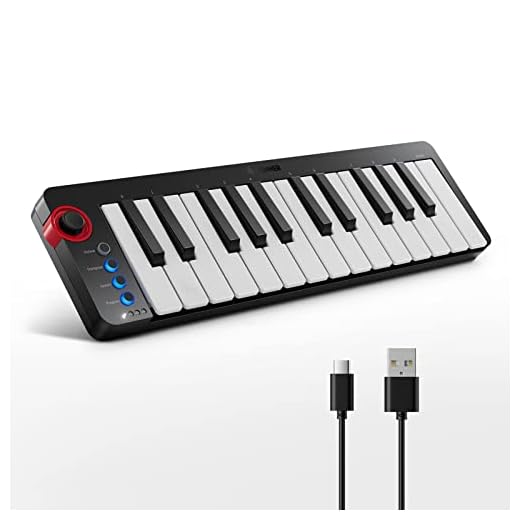 Donner Mini MIDI Keyboard, N-25 25 Key MIDI Controller with Velocity-Sensitive Mini Keys&Light-up Rocker and Music Production Software Included, Small MIDI Keyboard with 40 Teaching Courses