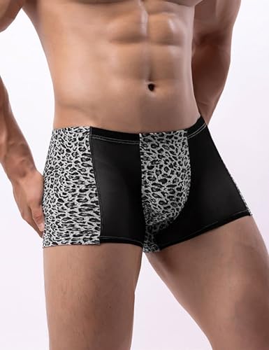 Men's Sexy Boxer Briefs Soft Cheeky Bikini Bulge Pouch Panties Leopard Print Trunks Underwear Shorts Pants2