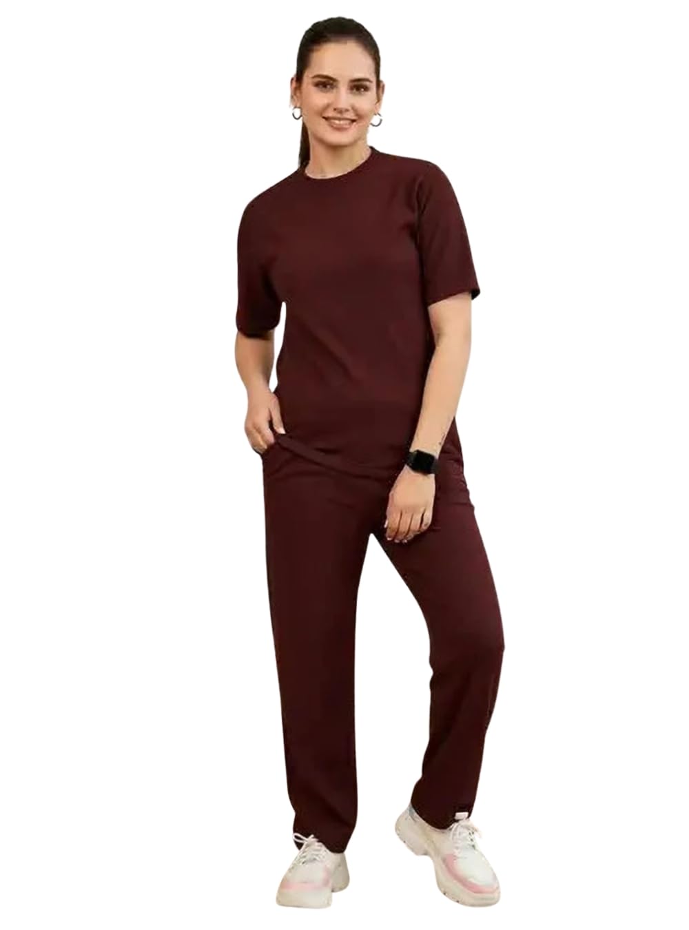elite touch Women's Soft Polyester Top and Pyjama Set | Solid 2-Piece Sleepwear & Loungewear Night Suit with 2 Side Pockets | Comfortable Relaxed Fit Homewear for Ladies-picture-11