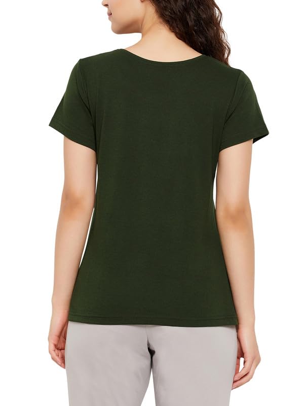Image of Clovia Women's Cotton Solid Sleep Regular Fit Shirt (Lt5201P17)