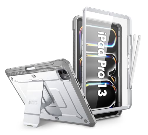 Image of SUPCASE for iPad Pro 13 Inch Case M4 2024 7th Generation with Pencil Holder (Unicorn Beetle Pro), [Built-in Screen Protector & Stand] Full-Body Rugged Cover for iPad Pro 13 Inch M4 2024 7th Gen, White