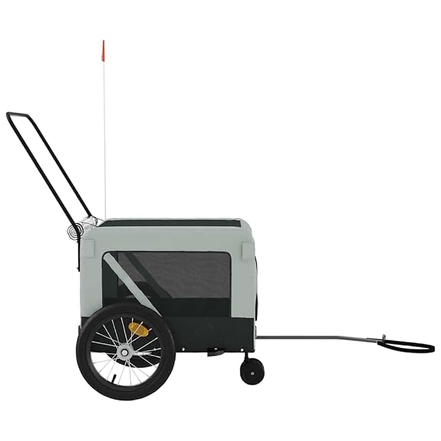 Foto 6 de 8 de vidaXL Remolque de Bicicleta Mascotas Hierro Tela Oxford Gris Negro