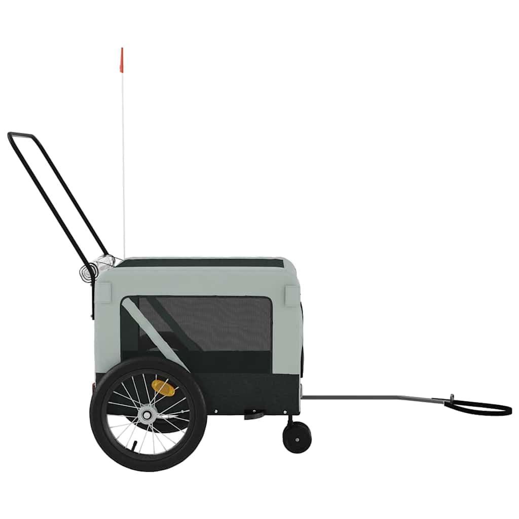 Przyczepa rowerowa dla psów, szara, czarna, z tkaniny Oxford i żelaza, składana, z wentylacją siatkową i osłoną przeciwdeszczową, do wózka transportowego, wózka dla zwierząt domowych, wózków