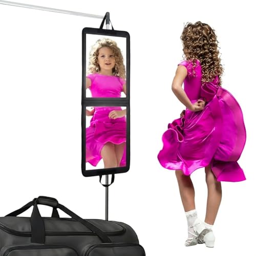 LPHUMEX Foldable Full Length Dance Mirror – 33” Portable Shatterproof Hanging Mirror, Folding Full Length Travel Mirror for Dancing, Camping, Dance Competition Must Haves