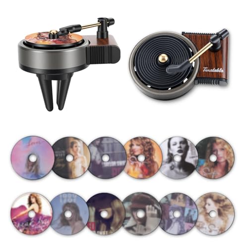 TNNEEV Record Player Car Air Freshener Vent Clip 12PCS Vintage Album Style Refill Pads Taylor Air Freshener Car Decor Accessories Citrus Scent Air Fresheners for Car Music Lovers Gifts