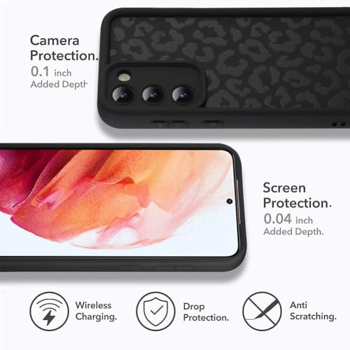 Image of Compatible with Samsung Galaxy S21 Case, Cheetah Print Shockproof Soft TPU Protective Case for Women Girls, Slim Anti Scratch Leopard Case for Samsung Galaxy S21 6.2 Inch, Black
