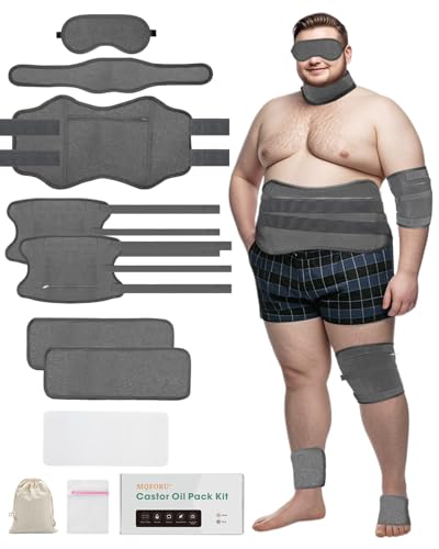 10 Pcs Castor Oil Pack Wrap for Men, Plus Size Castor Oil Packs for Men Women, XL Reusable Castor Oil Wraps Set for Eyes Neck Stomach Waist Knees Legs Feet, Flannel Cotton, Machine Washable(Dark Gray)