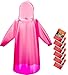 Bruvoalon 6 & 20 & 50 Pack Disposable Rain Ponchos for Adults/Youth, Waterproof PE Raincoats with Drawstring, Camping/Emergency, Pink