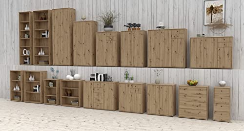 FORTE TEMPRA 2 Kommode mit 2 Türen, Holzwerkstoff, Artisan Eiche Dekor, (B x H x T) 73,7 x 85,5 x 34,8 cm