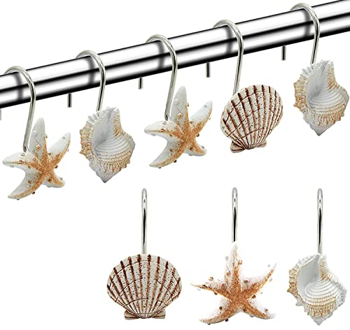Seashell Shower Curtain Hooks 12PCS Anti Rust Decorative Hooks