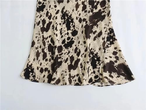 Jupe longue imprimé animal rétro à taille haute mince en coupe A pour femmes