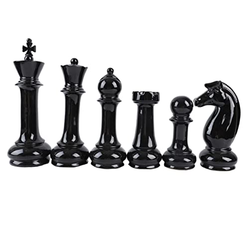 Décoration échecs céramique noire ensemble de 6 pièces idée cadeau esthétique