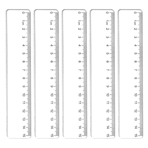 5-Piece 15cm Transparent Ruler Set - High Precision Metric & Imperial Scales for School Office & Crafting