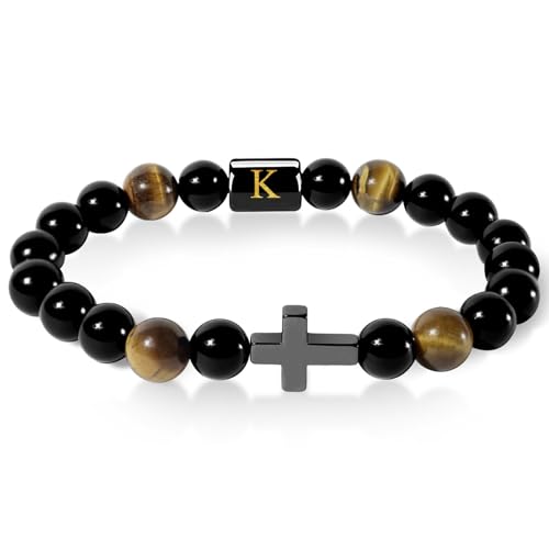 Pulsera para hombre con letras y piedras naturales miniatura 1