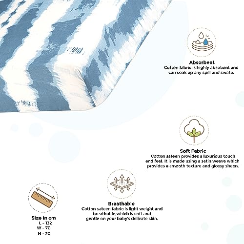 Image of Crane Tie-Dye Blue Toddler Sheets, 100% Cotton, Breathable, Fitted for Standard Crib Mattress, 28 inchx52 inch for Boys and Girls