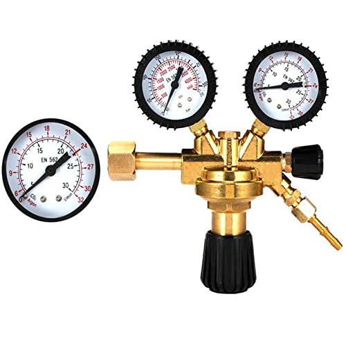 Druckminderer Druckregler für Argon / CO2-Gasregler mit Manometer Messingoberfläche, Argon-Inertgas-Gasschweißregler für MIG MAG Wig-Schweißgerät