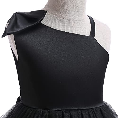Flower Girl Lace Dress Toddler Tulle Sleeveless Bow Princess Party Wedding Pageant Bridesmaid (A.black.3-4 T) #TOP3