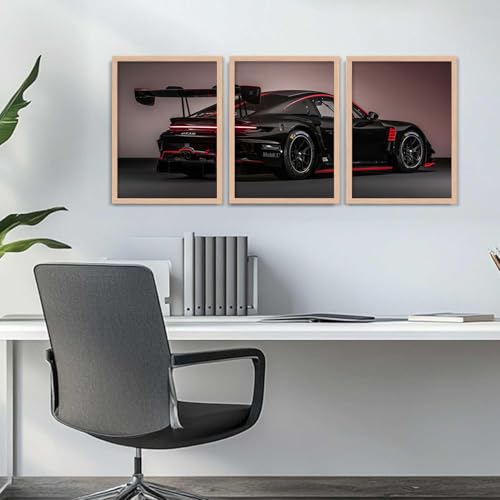 Image of TASVEE Car wall posters | set of 3 wall frames | posters for wall | Wall Decoration for Bedroom, Living Room & Office | Best Gift for Boys & Car Lovers (A2, LARGE 13X17, Framed)