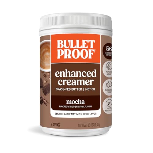 Image of Bulletproof Mocha Creamer, 29.6 oz Value Size - Keto Coffee Creamer with MCT Oil, Grass-Fed Butter, and Real Cocoa, No Sugar Added, Supports Brain Function