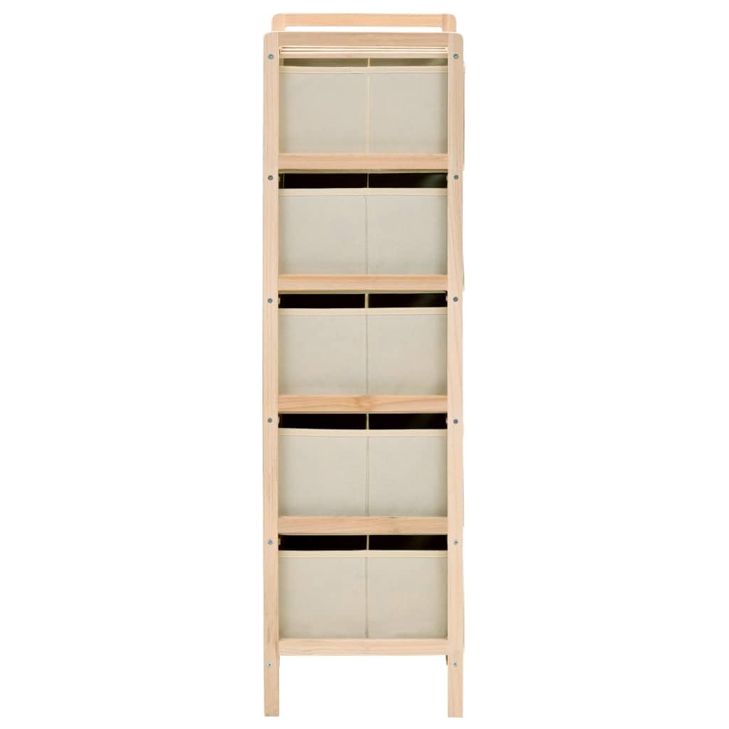 Set 2 Scaffali Portaoggetti con 5 Cesti Legno Cedro Beige | Coppia di mobili salvaspazio per ingresso o soggiorno, con cestini leggeri rimovibili per organizzare accessori.