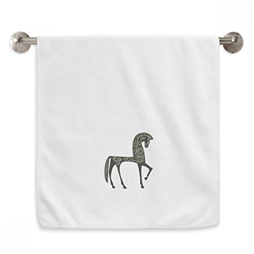 Serviette débarbouillette princesse cheval bleu jaune pour linge de bain - 2