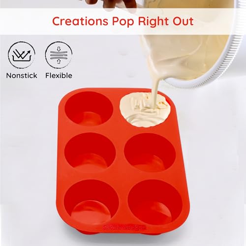 image for Silicone Designs Silicone Texas Muffin Pan 6-Cups, Jumbo Muffin Pan Se