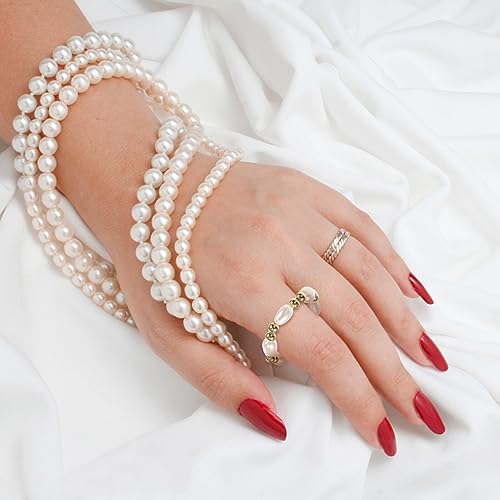 2pcs Adjustable Pearl Rings for Women Stretch Beaded Finger Rings Engagement Fashion Jewelry for Everyday Wear Versatile Occasion3
