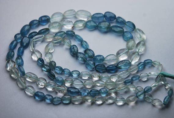 Perles d'aigue-marine naturelle en pépites lisses de 5-7mm pour la création de bijoux de luxe