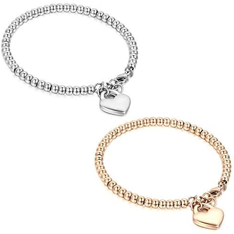 Flongo Pulseras de Bolitas Preciosas para Mujer Cover