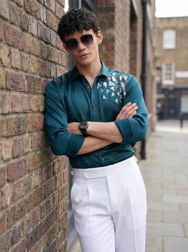 Image of IndoPrimo Men's Stylish Satin Shirt for Party, Formal, Daily and Casual Wear Full Sleeve Shirt for Mens - Trio